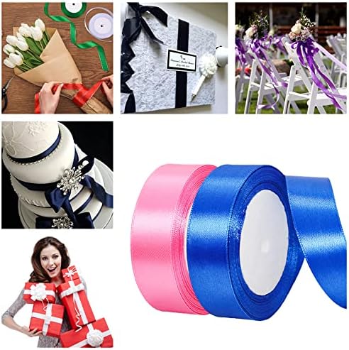 2 x 25mm Blue and Pink Ribbon Thick Wedding Car Ribbon 22m - Image 4