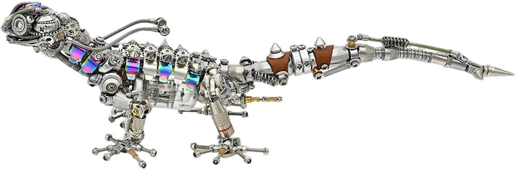 3D Metal Puzzle for Adults, 3D DIY Mechanical Lizard Model Kit, Articulated Steampunk Mechanical Animal Assembly Model with LED, Brain Teaser Puzzles for Stress Relief, Desk Decor for Adults, 1000PCS
