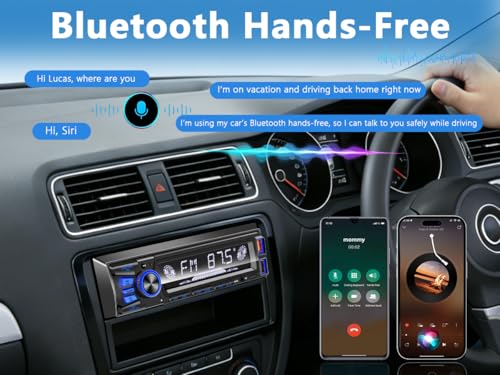 Car Radio Bluetooth Single DIN Car Stereo with Bluetooth,Car Audio with Push to Talk Button for Handsfree Calling,FM/ MP - Additional View