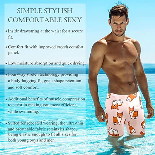 Bañador de natación con Corgis rosa HUI JIN SHOP, ideal para entrenar en la piscina en talla XXL 3