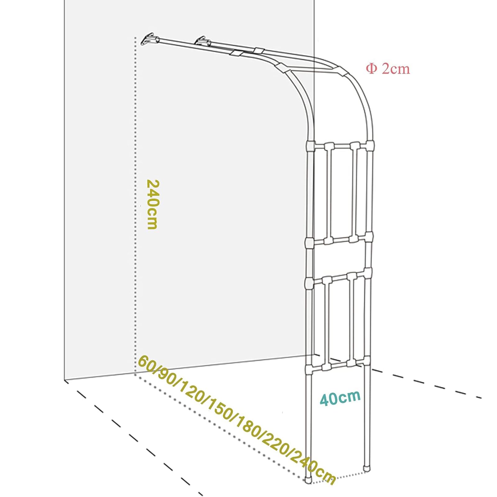 Arco da giardino resistente in acciaio nero per rose rampicanti e piante – Supporto per traliccio rivestito in resina epossidica – Elegante decorazione esterna per giardino paesaggistica
