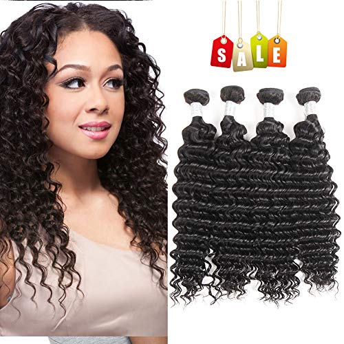 Kaisheng 7A Malaysian Virgin Deep Curly Wave Hair Weave 4 Bundles 100% Unprocessed Remy Human Hair Extensions 280g/pc Natural Black Color (18 18 20 20)