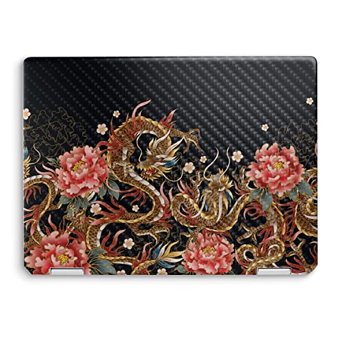 Image of MightySkins Carbon Fiber Skin Compatible with HP Spectre x360 14 inch (2022) Full Wrap Kit - Stitch Dragons | Protective Durable Textured Carbon Fiber Finish | Easy to Apply | Made in The USA