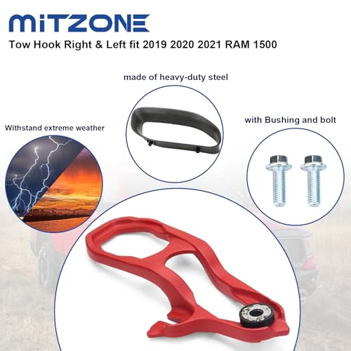 Mitzone 058-002-R Red Front Tow Hooks Right & Left thumb #4