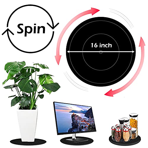 Volcanoes Club 16 Inch Lazy Susan Turntable - Heavy Duty Rotating Swivel Steel Ball Bearings - Flat Base Stand For Tv/Computer/Monitor/Arts/Crafts/Bonsai/Statue/Cabinet Organizer (Plastic&Black) #TOP2