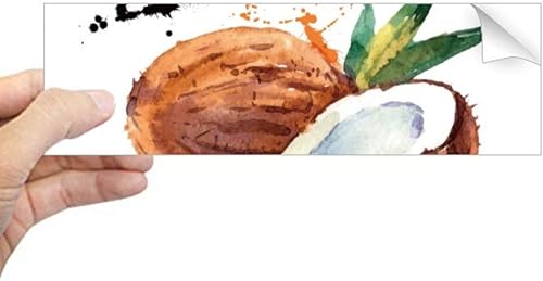 Coconut Fruit Tasty Healthy Watercolor Rectangle Bumper Sticker Notebook Window Decal