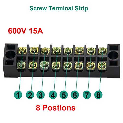 Image of 12pcs (6 Sets) 8 Positions Dual Row 600V 15A Screw Terminal Strip Blocks with Cover + 400V 15A 8 Positions Pre-Insulated Terminals Barrier Strip (Black & Red) by MILAPEAK