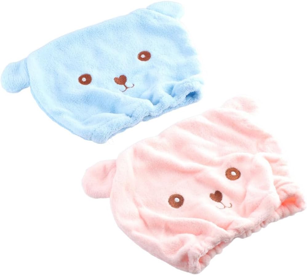 Leadigol Microfiber Hair Drying Towels Cartoon Bear Dry Hair Hat Thicker Soft Absorbent Cartoon Bear Hair Towel Cute Bear Ears Dry Hair Hat