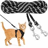 Rypet Reflective Cat Long Leash - 15 FT Escape Proof Walking Leads Yard Long Lead Durable Safe Personalized Extender Leash Traning Play Outdoor for Kitten, Puppy, Rabbit and Small Animals