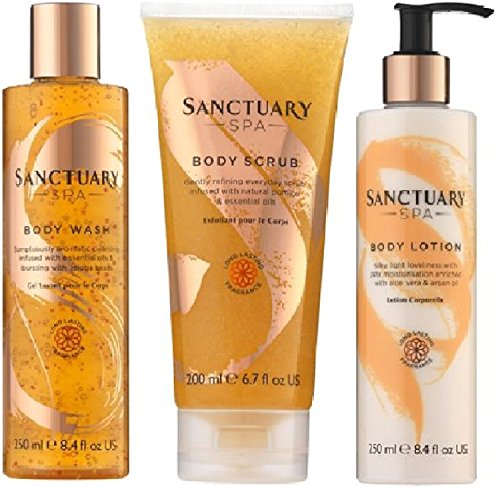 Image of (3 PACK) Sanctuary Spa Body Wash 250ml, Sanctuary Spa Body Scrub 200ml & Sanctuary Spa Body Lotion 250ml