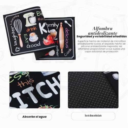 Miniatura 3 de Lhhmz 2 Pcs Alfombras Y Tapetes De Cocina, Alfombrillas De Cocina Antideslizantes Para Cocina, Pasillo, Y Comedor, 40x60cm 40x120cm