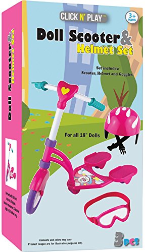 Click N' Play Doll Scooter & Helmet Set, Perfect For 18" Dolls