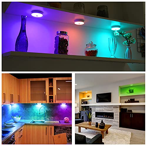 Wobsion Puck Lights With Remote, Color Changing Under Cabinet Led Lighting, Closet Light, Usb Rechargeable Puck Lights For Counter,Closet,Display Case,Perfect For Home Dec,2 Pack #TOP4