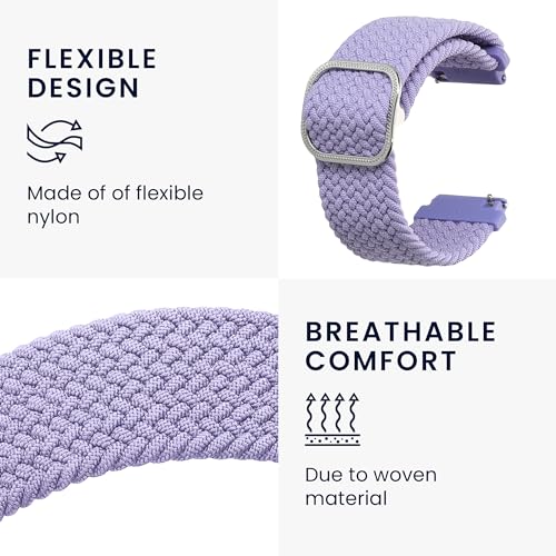 kwmobile Armband kompatibel mit Garmin Venu Sq 2 Music/Sq 2 / Vivoactive 6 / Vivoactive 5 - Nylon Fitnesstracker Sportarmband Band in Lavendel - Innenma&szlig;e von 14-22 cm