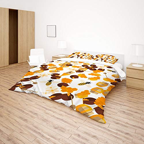Taie d'oreiller et housse de couette marron CHEHONG anti-plis grand lit - 5
