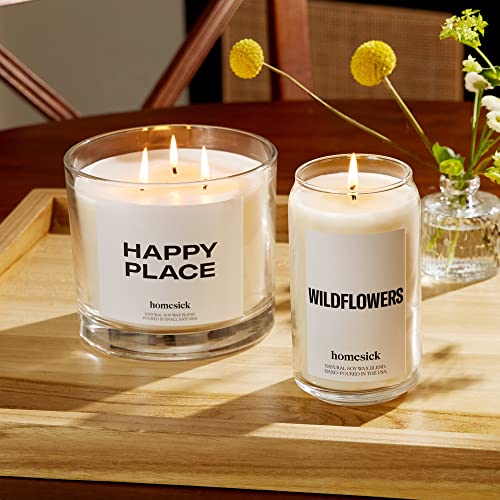 Homesick Premium Scented Candle, Happy Place - Scents Of White Lily, Grapefruit, Jasmine, 3 Wick, 26 Oz, 110-150 Hour Burn, Gifts, Soy Blend Candle Home Decor, Relaxing Aromatherapy Candle #TOP22