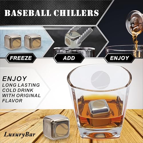 Baseball Gifts Whiskey Decanter Set, 25.4oz Whiskey Decanter Sets for Men 2Chillers 8.5oz Glasses&Tray Bourbon Softball Gifts Baseball Coach Gifts for Men Brother Dad Team Swag Stuff Liquor Tequila — view 2