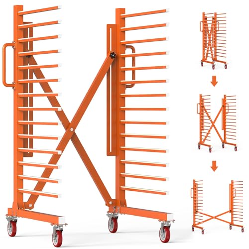 BERPET Paint Drying Rack for Cabinet Doors Drying Stand with Casters for Drying Paint for Interior, Exterior, Spray, Roll, Brush, Commercial, Pro Painters (15 Shelves)