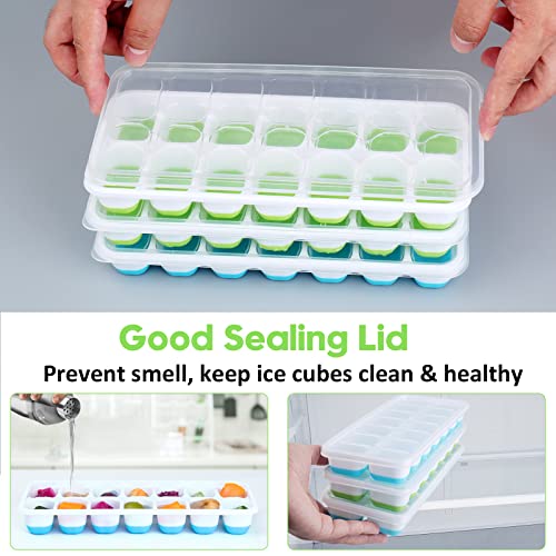 Jrisbo BACS À GLAÇONS Silicone Ice Cube Tray, Jrisbo 4 Pack Easy-Release & Flexible 14-Ice Cube Trays With Spill-Resistant Removable Lid, Stackable Ice Trays thumb #4