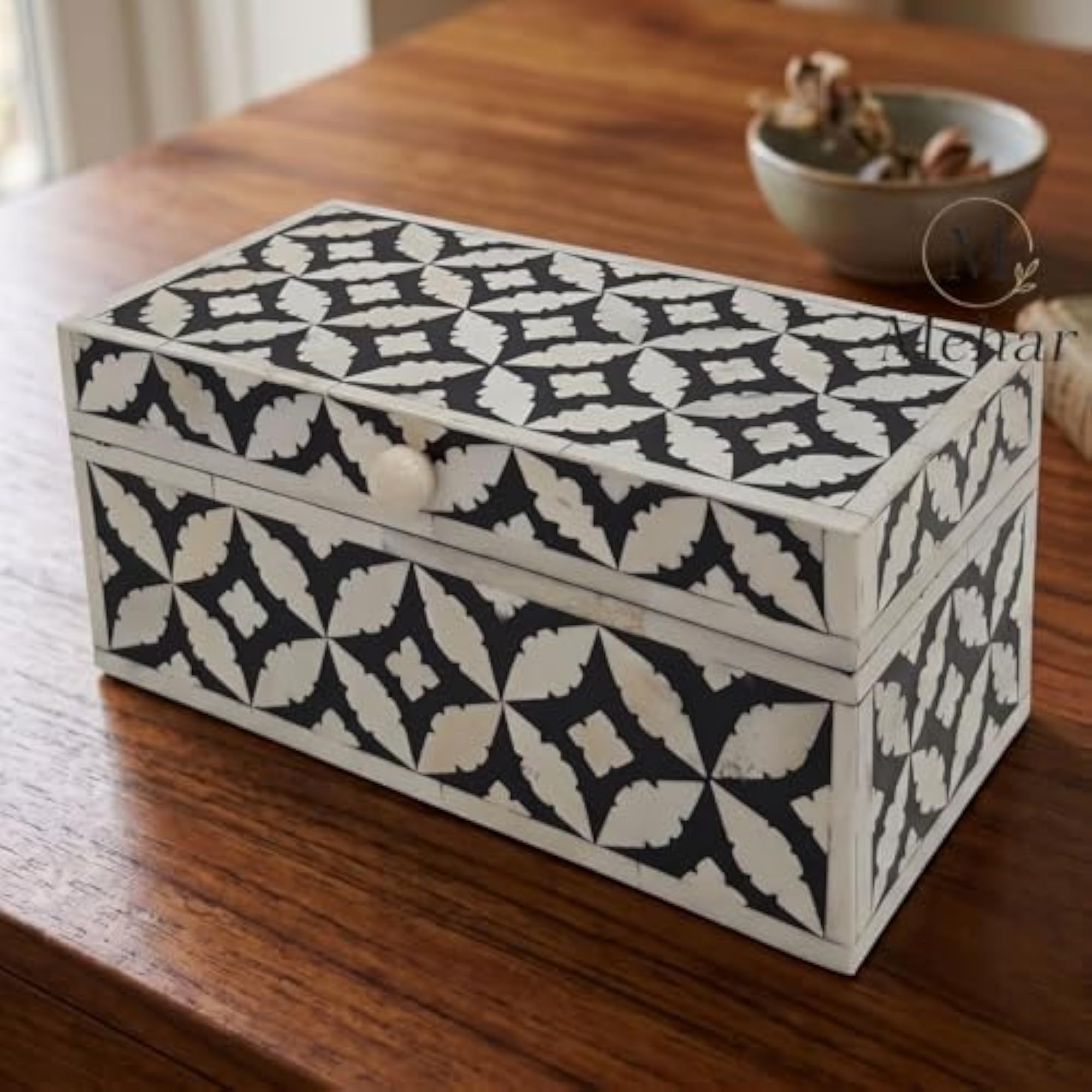 Handmade Bone Inlay Jewellery Box, Elegant Keepsake Gift