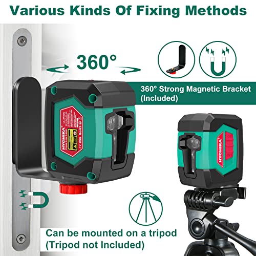 Laser Level, Hychika 50 Feet Cross Line Laser With Dual Modules, Self Leveling Laser Level, Switchable Self-Leveling Vertical And Horizontal Line Construction Picture Hanging, Battery Included #TOP4