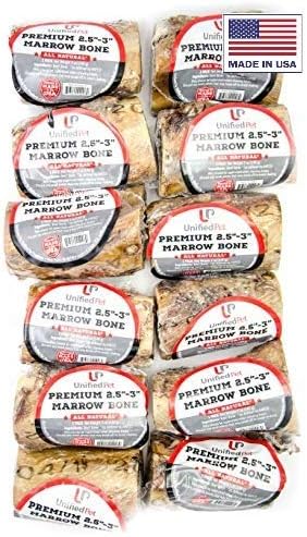 Unified Pet - Beef Marrow Bones for Dogs - All Natural Premium Dog Bones - Sourced and Made in USA (3 Inch Marrow - 12 Count)