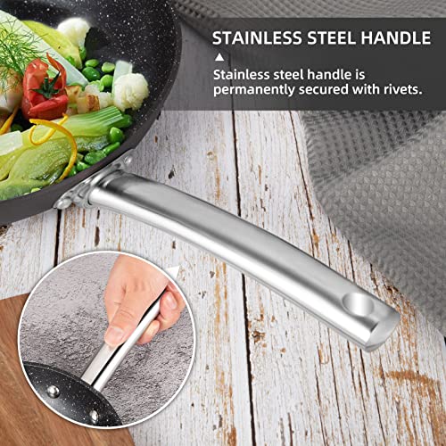 Cibeat Nonsick Frying Pan- 11” Frying Skillet With Hard Anodized Aluminum And Stainless Steel Handle, Nonstick Fry Pan Suitable For All Stove, Black/Pfoa Free #TOP2
