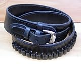 Black Deluxe Cartridge GUNS4US Belt Single Action SASS Gun Genuine Leather Style 38/357 Cal LC Ammo...