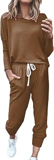 2025 - Chándal para Mujer, 2 Piezas, Pantalones Largos, Cuello Redondo, Camisa de Manga Larga, Cordón, Pantalones de Chándal, Bolsillo, Traje Casual Estuche