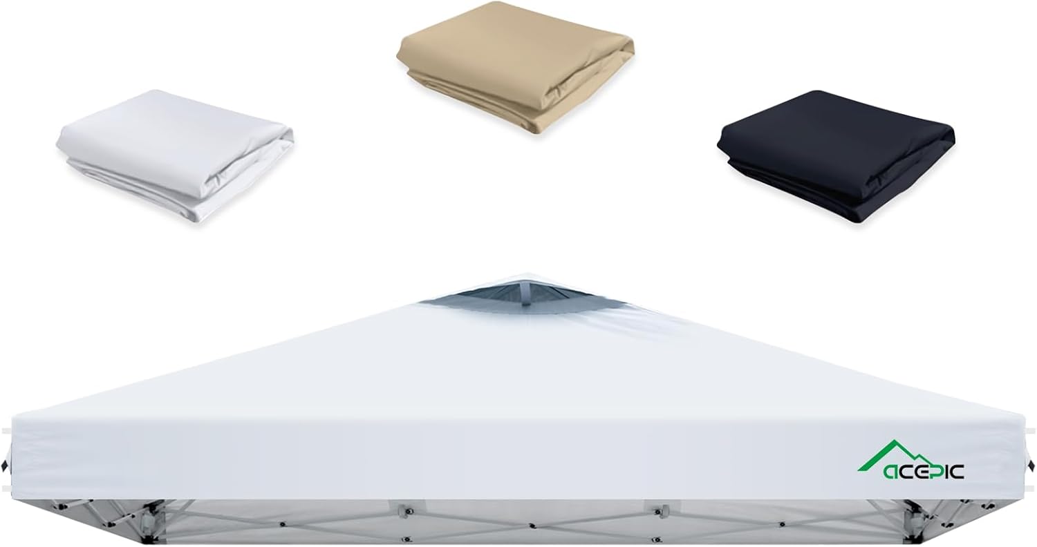 10x10 Canopy Replacement Top Cover with Air Vent,UPF 50+ UV protection,300D Silver-coated Polyester PA Waterproof flame retardant for Outdoor Garden Patio Canopies(Top Cover Only, Light Grey)