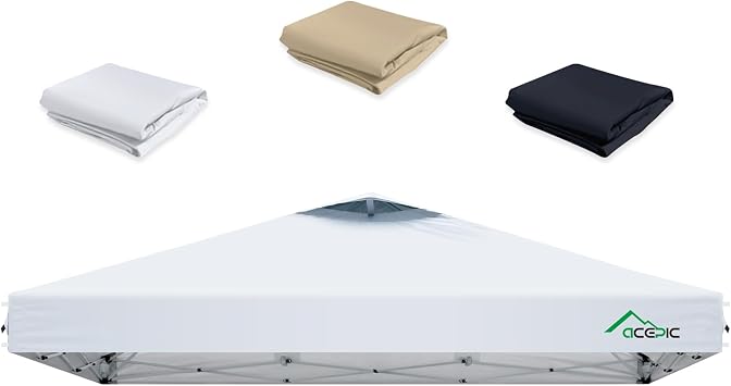 ACEPIC 10x10 Canopy Replacement Top Cover with Air Vent,UPF 50+ UV protection,300D Silver-coated Polyester PA Waterproof flame retardant for Outdoor Garden Patio CanopiesTop Cover Only, Light Grey