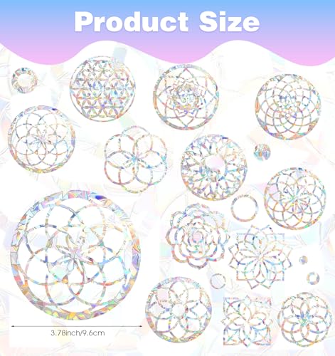 Image of Rainbow Window Stickers, 18 Pcs Prism Window Cling for Windows Bird Deterrent, Sun Catcher Sticker (2 Sheets)
