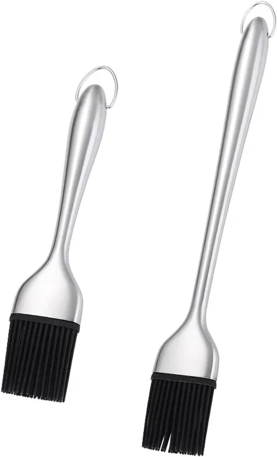 Silicone Kitchen Oil Brush BBQ Grill Basting Stainless Steel Handle Pastry Barbecue Cooking Tools(Large 30.5cm)