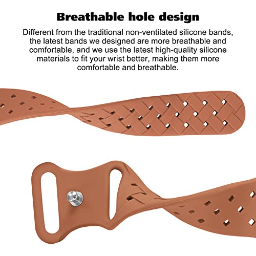 Image of Silicone Braided Weave Bands Compatible with Apple Watch 38mm 40mm 41mm 42mm 44mm 46mm 45mm 49mm, Replacement Sport Breathable Strap for iWatch Series 11 /10 /9 /8 /7 /6 /5 /4 /3 /2 /1 Ultra SE Women Men, Brown