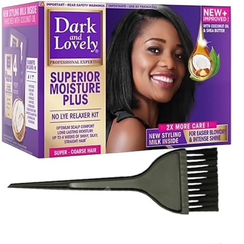 Dark and Lovely No-Lye Relaxer Superl (Coarse Hair) & Applicator brush