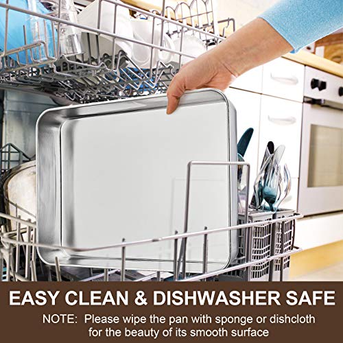 P&P Chef Deep Baking Pan Set Of 3 (12.3” & 10.4” & 9.3 Stainless Steel Baking Sheet Lasagna Rectangle Cake Pan For Oven Dishwasher Use, Non-Toxic & Heavy Duty & Easy Clean #TOP4