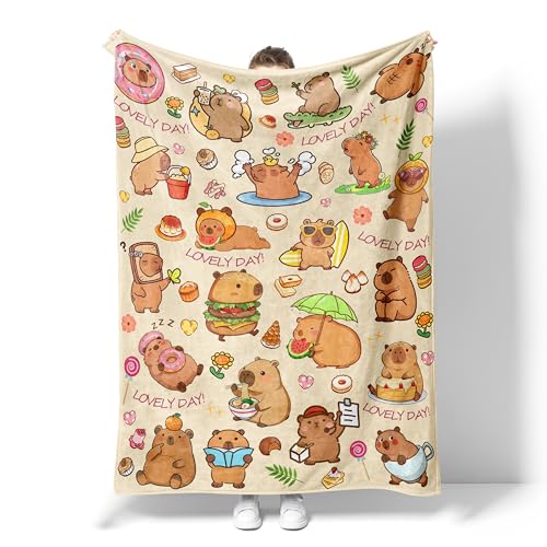 Capybara Blanket Gifts for Kids Girls Boys Adults Animals Lovers Flanne Throw Blanket Soft Cozy Warmth Fluffy Fuzzy Blankets for Couch Bed Travel Living Room Home Decor (Capybara 2 50x40)