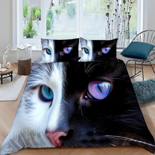 Housse couette super king animaux 3D microfibre douce fermeture éclair - 3