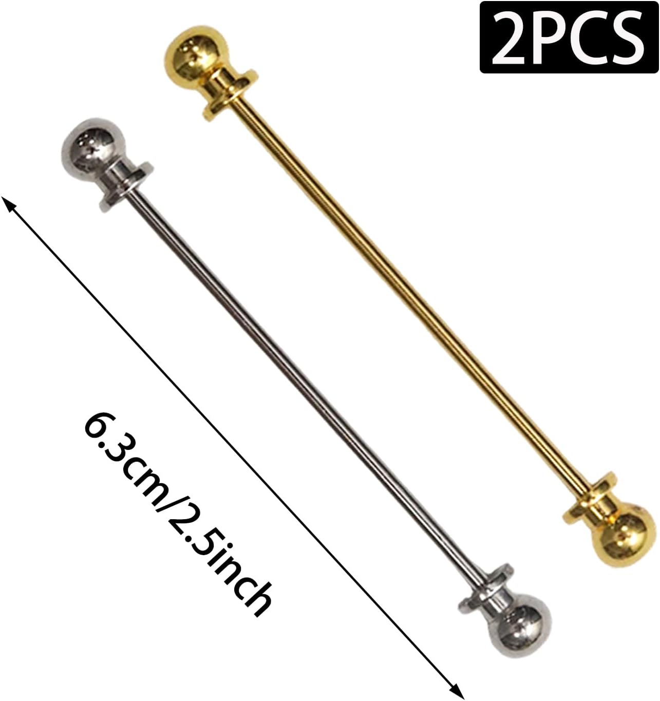 2 PCS Tie Bar Tie Pin Set for Men Dress Shirts(Gold,Silver)