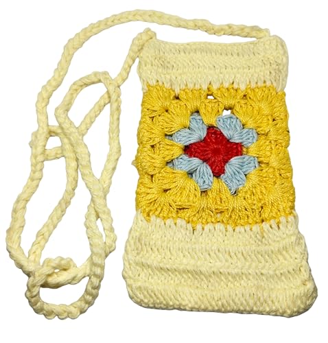 Image of Mobile phone Crochet sling bags for ladies- tightly knit with acrylic yarn.