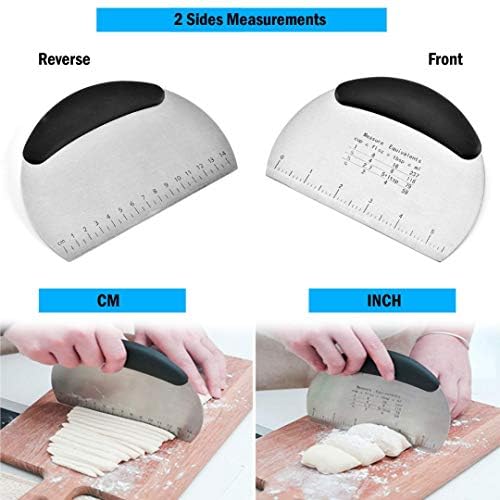 Dough Cutter - Dough Scrapers Bread Scraper - Metal Bench Scraper - Stainless Steel Pizza Pastry Cake Cutter-Kitchen Cutter Scale Measuring Tool - Bakery Utensils for Cutting Chopping Non Slip Handle