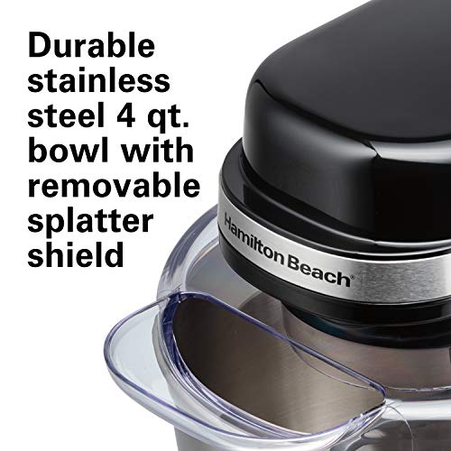 image for Hamilton Beach Electric Stand Mixer, 4 Quarts, Dough Hook, Flat Beater