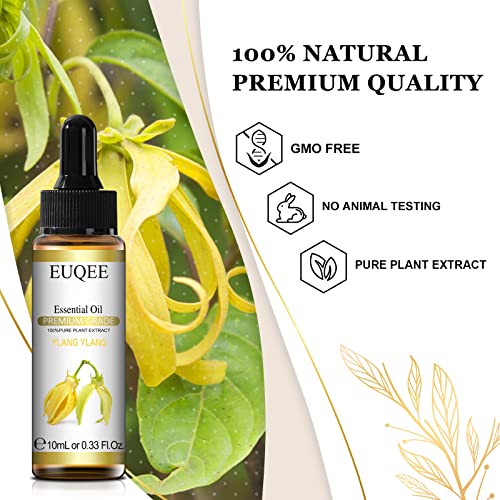 Euqee Ylang Ylang Essential Oil 10 Ml Premium Ylang Ylang Oil Pure & Natural Essential Oil Perfect For Diffusers, Aromatherapy, Skin Care- 0.33 Fl. Oz #TOP2