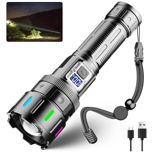 X.Store Rechargeable Flashlights - 30W Led Flashlight High Lumens, 5 Modes Super Bright Toch Light Long Range 3280ft Powerful Waterproof Flash Light for Camping Home Emergencies