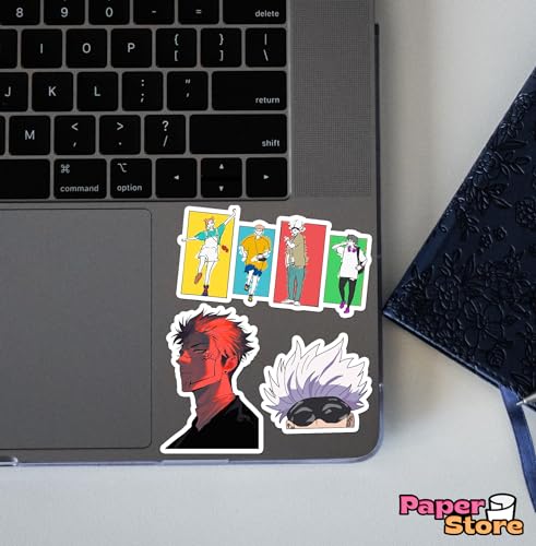 Image of Vinyl Pack of 75+ Jujutsu Kaisen Stickers for Laptop, Phone Case, Guitar, Bike, Pc, Scrapbook etc. Waterproof Glossy Laminated Residue Free Anime Stickers, self-adhesive, 6 cm