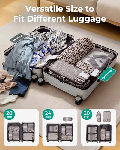 Image of BAGSMART 6 Set Compression Packing Cubes for Travel, Lightweight Luggage Organizer Bags, Durable Space Saver Bags Travel Essentials, Twilight Leopard