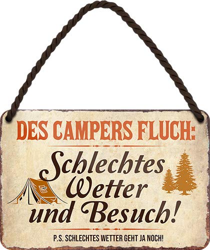 Targa In Metallo Ispirativa 'Wege Zum Glück' – Per Amanti Del Campeggio E Della Natura – 18x12 Cm – Regalo Originale Per Camperisti