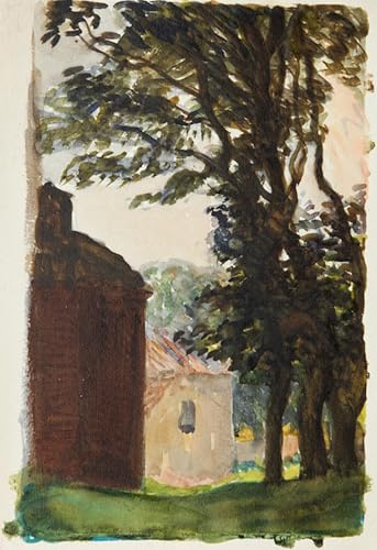 Impression tableaux peinture sur toile haut de gamme étude bâtiments arbres George Clausen