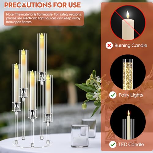 6 Set 5 Arm Acrylic Candle Holder with Candles, Mjkeomo 22.8'' Tall Table Candelabra Centerpiece, Lightweight Candelabra with Lampshades for Fireplace Mantel, Wedding, Housewarming Gift by Mjkeomo - Image 3