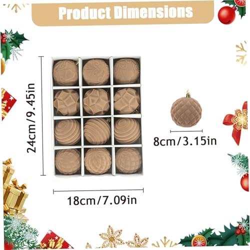 Décorations de Noël en velours 12 boules incassables 6cm floquées pour sapin - 4